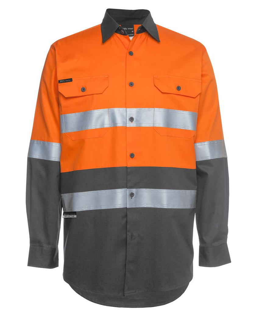 Jb's Hi Vis Long Sleeve (D+N) 150g Work Shirt - Adults (6DNWL)