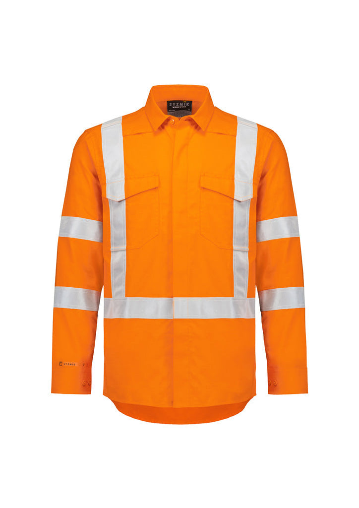 Syzmik Mens Orange Flame Lightweight Ripstop X Back Taped Shirt (ZW187)