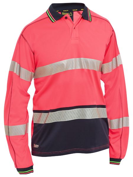 Bisley Taped Two Tone Hi Vis Polyester Mesh Long Sleeve Polo Shirt (BK6219T)