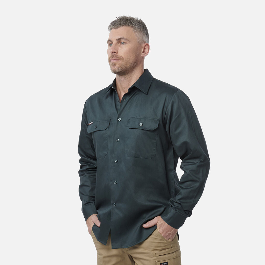 King Gee Long Sleeve Open Front Drill Shirt (K04010)