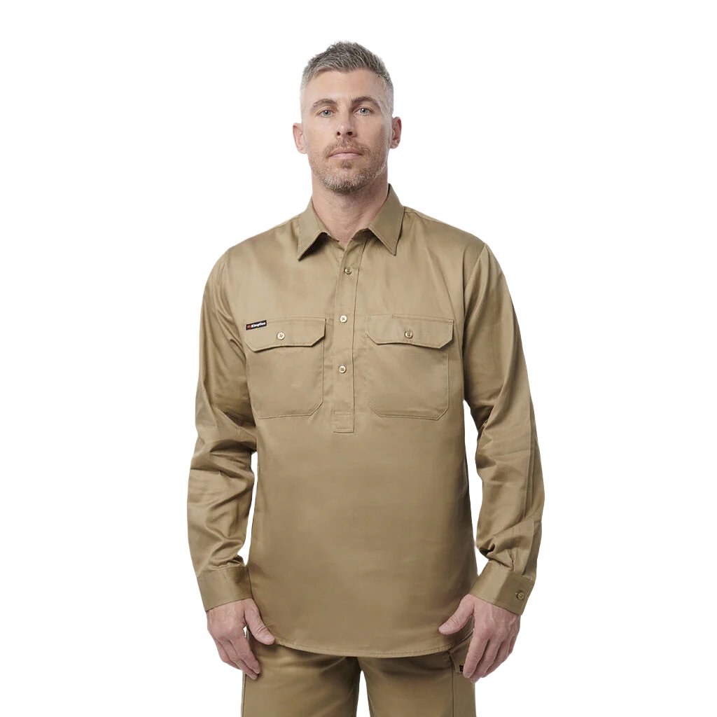 King Gee Originals Long Sleeve Closed Front Cotton Drill Work Shirt (K04020)