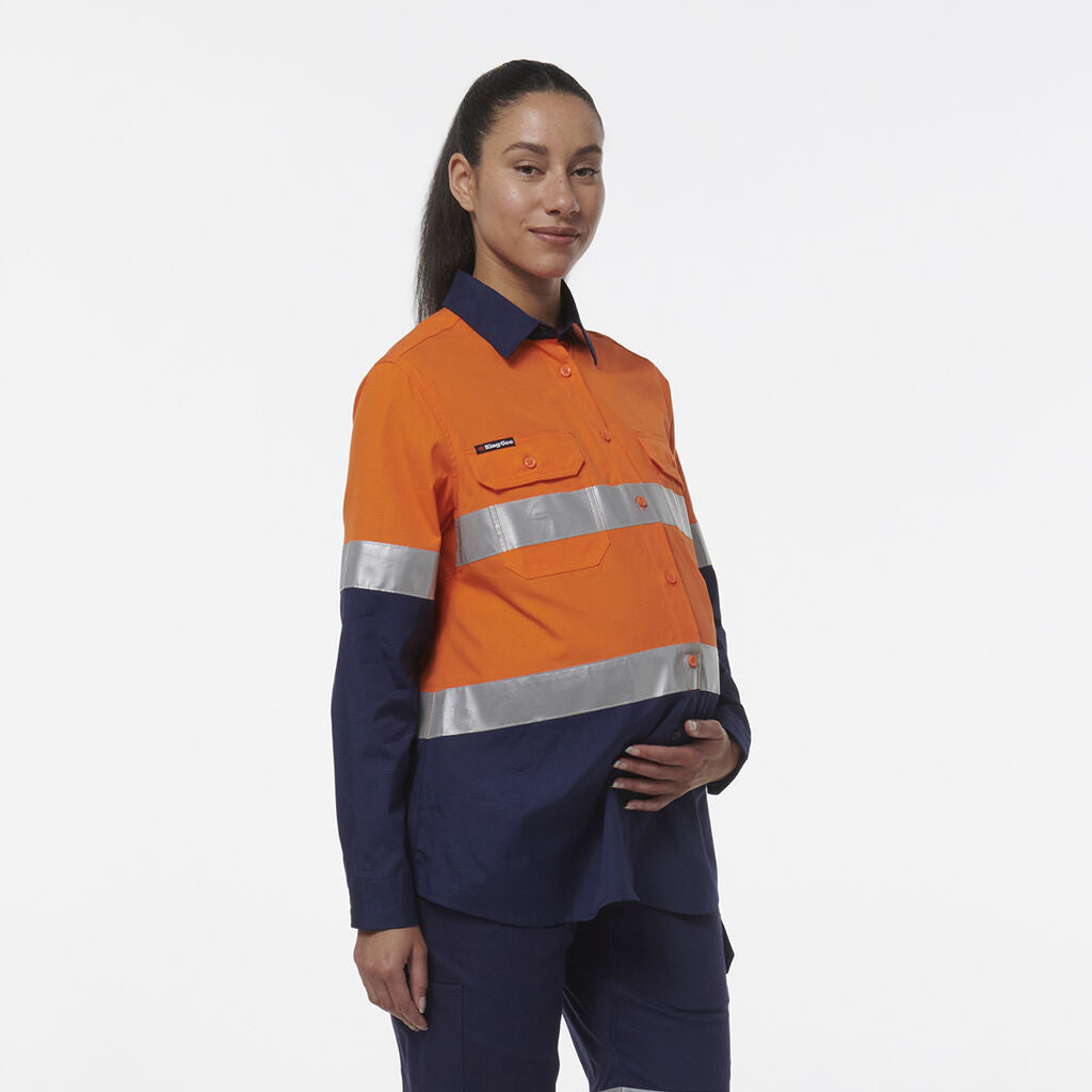 King Gee Women's Workcool Maternity Reflective Shirt (K44234)