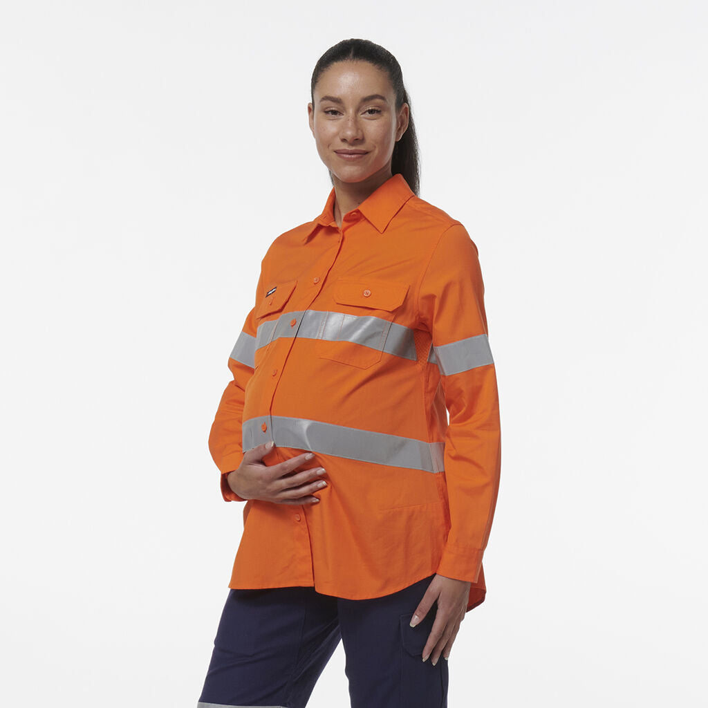 King Gee Women's Workcool Maternity Reflective Shirt (K44235)