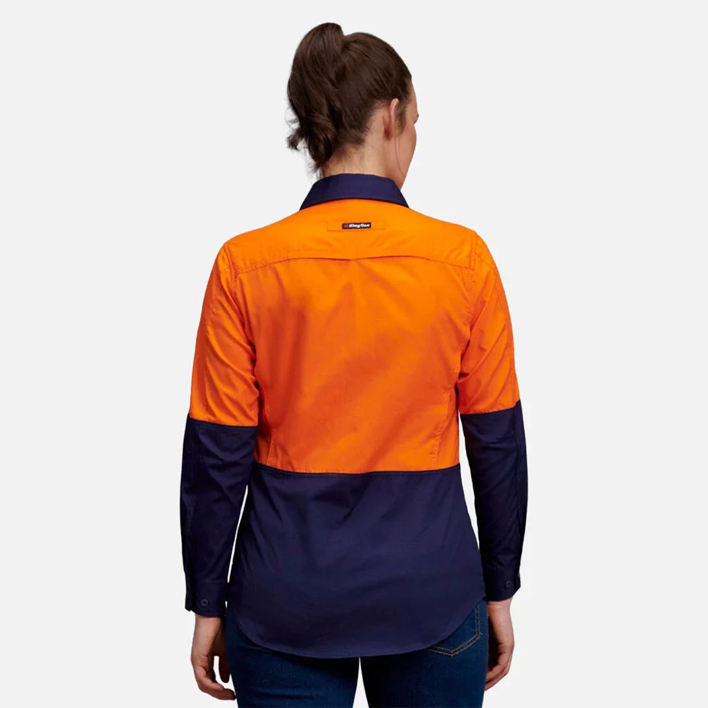 King Gee Workcool 2 Women's Hi-Vis Spliced Shirt Long Sleeve (K44543)