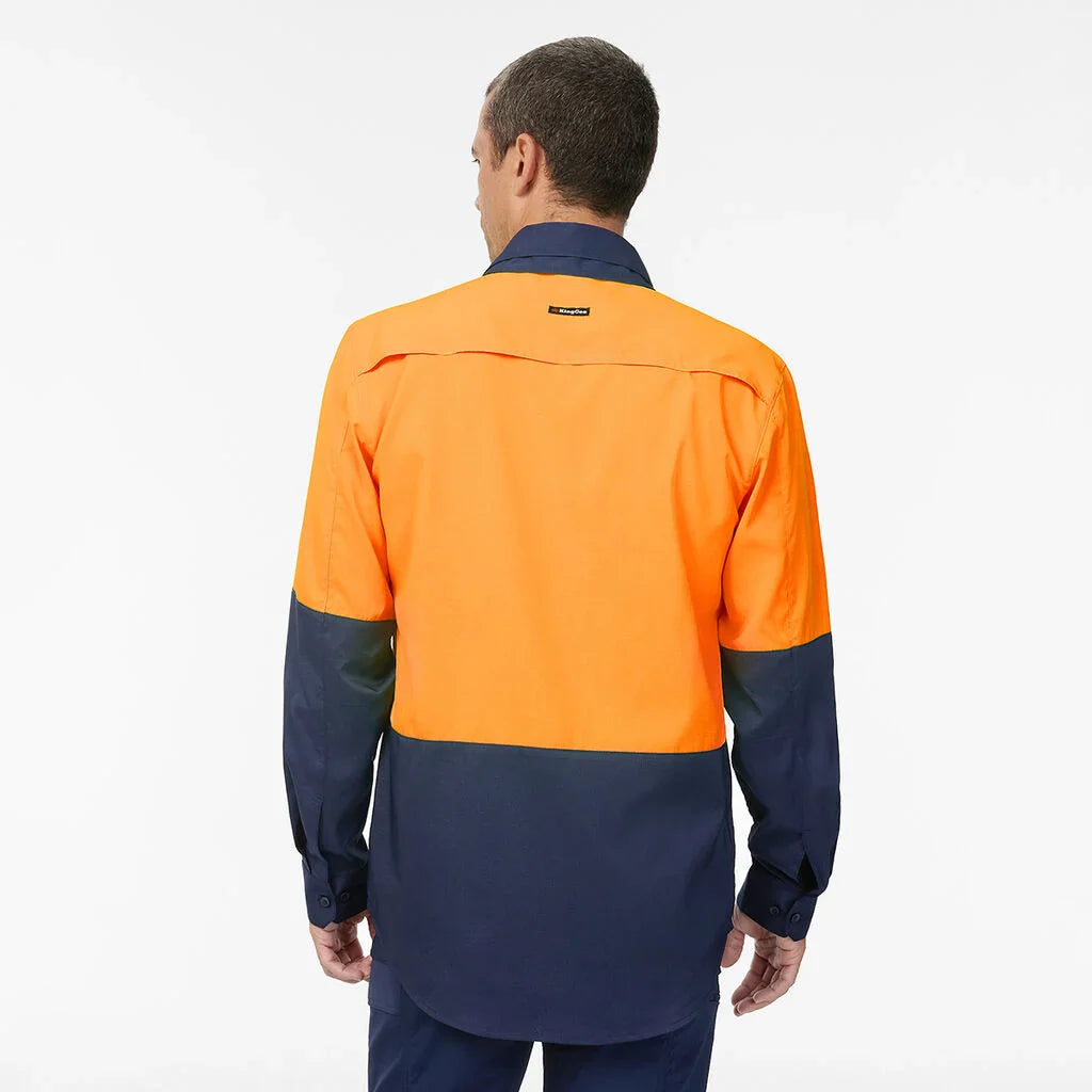 King Gee Dry Cool Hi Vis Spliced Shirt Long Sleeve Shirt (K54036)