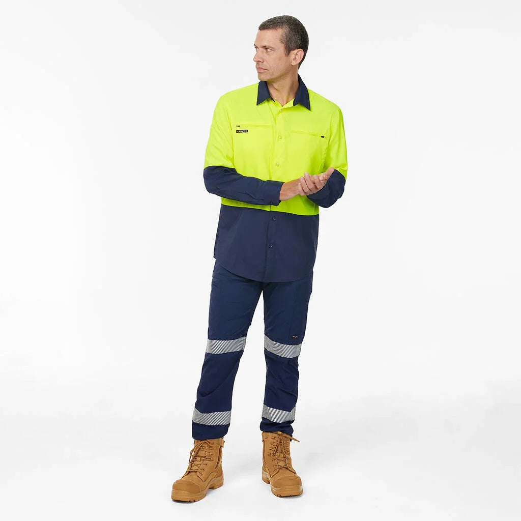 King Gee Dry Cool Hi Vis Spliced Shirt Long Sleeve Shirt (K54036)