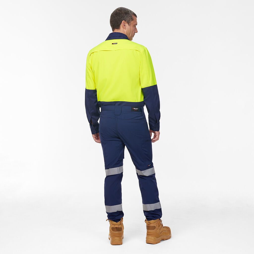 King Gee Dry Cool Hi Vis Spliced Shirt Long Sleeve Shirt (K54036)