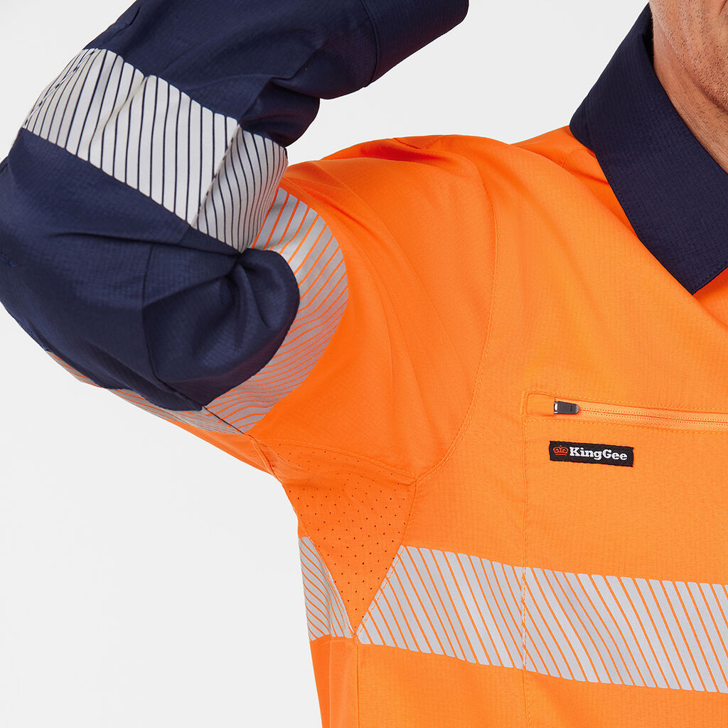 King Gee Dry Cool Hi Vis Spliced Taped Shirt Long Sleeve Shirt (K54037)