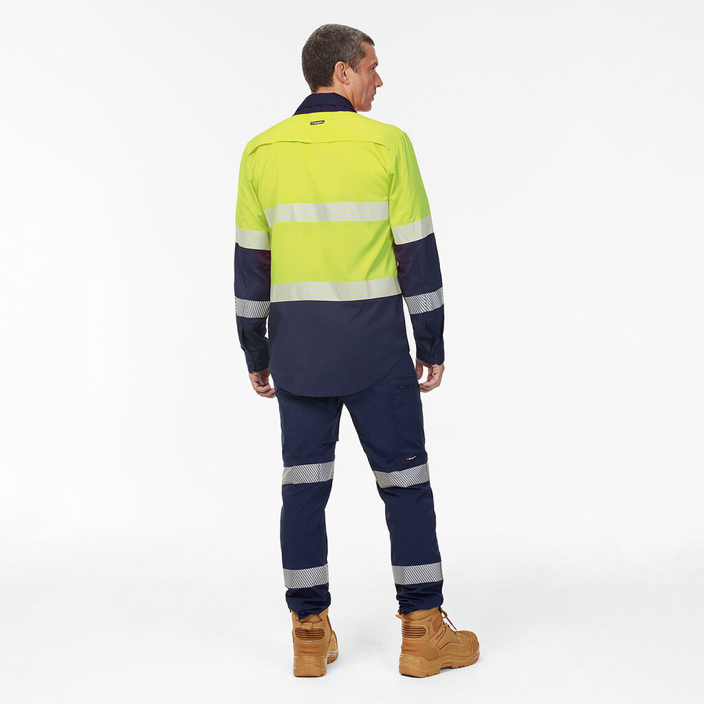 King Gee Dry Cool Hi Vis Spliced Taped Shirt Long Sleeve Shirt (K54037)