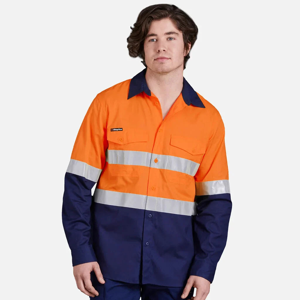 KingGee Workcool 2 Hi-Vis Reflective Spliced Shirt Long Sleeve (K54880)