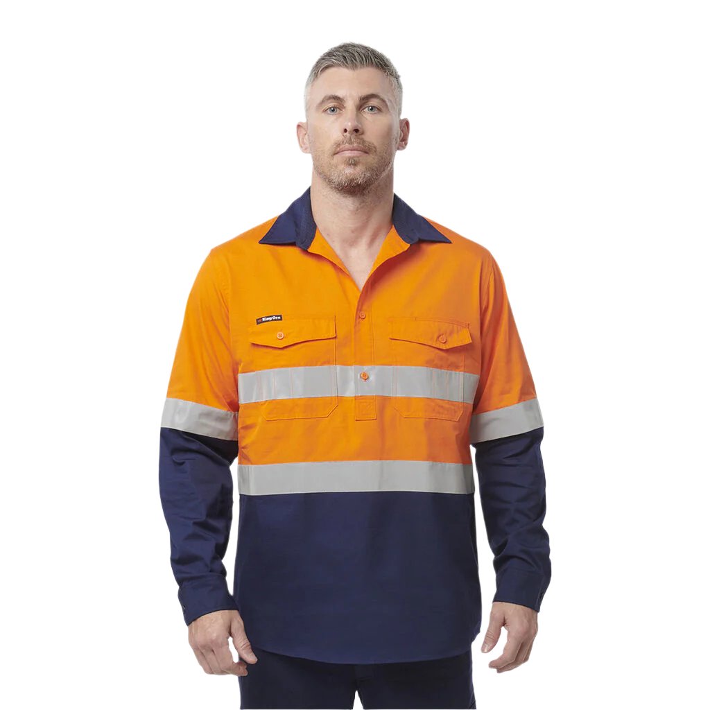 KingGee Workcool 2 Reflective Spliced Closed Front Shirt Long Sleeve (K54886)