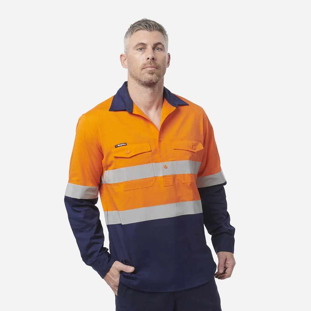 King Gee Workcool 2 Hi-Vis Reflective Closed Front Work Shirt (K54886)