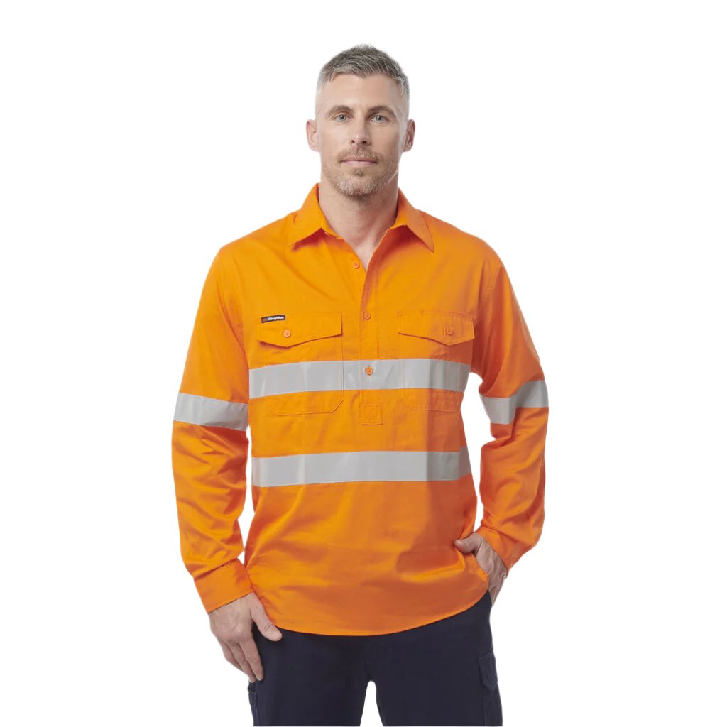 KingGee Workcool 2 Hi-Vis Reflective Closed Front Shirt Long Sleeve (K54896)