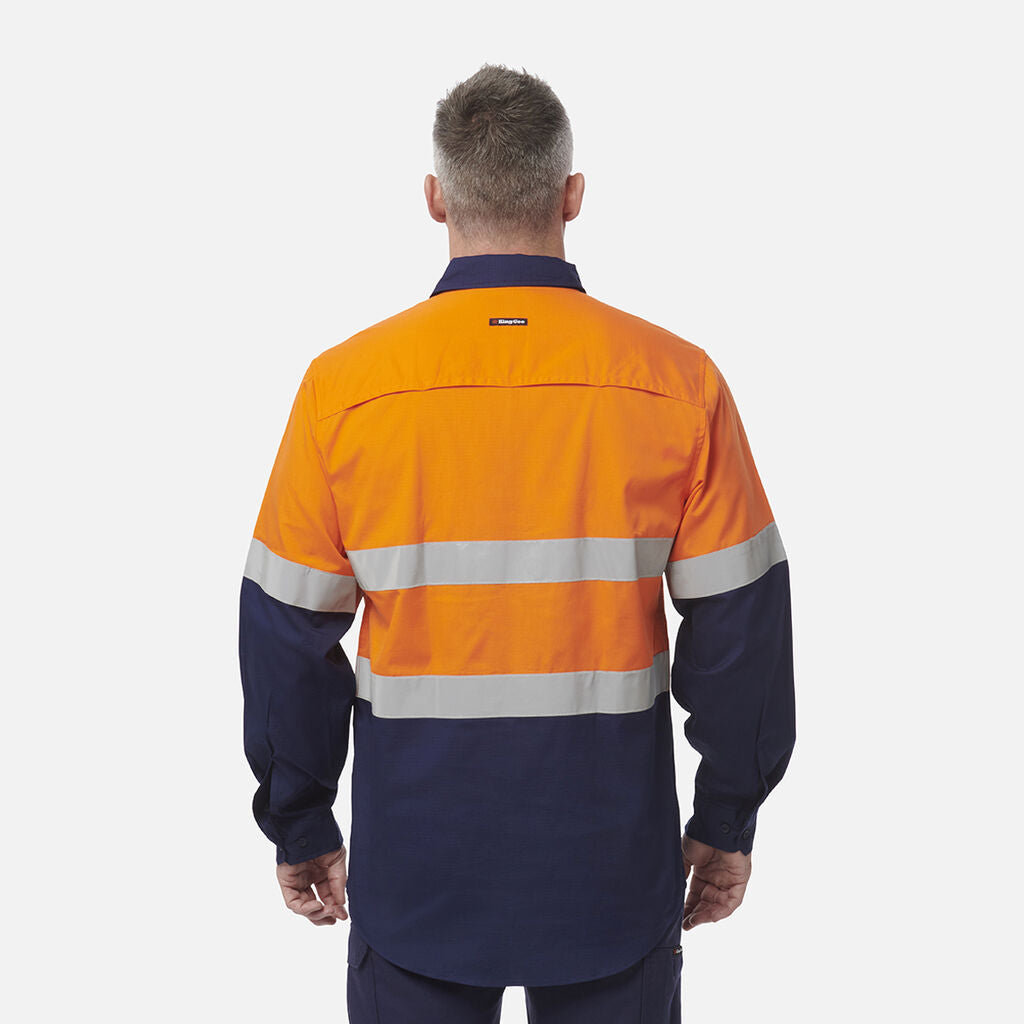 King Gee Workcool Vented Closed Front Spliced Shirt Taped Long Sleeve (K54914)