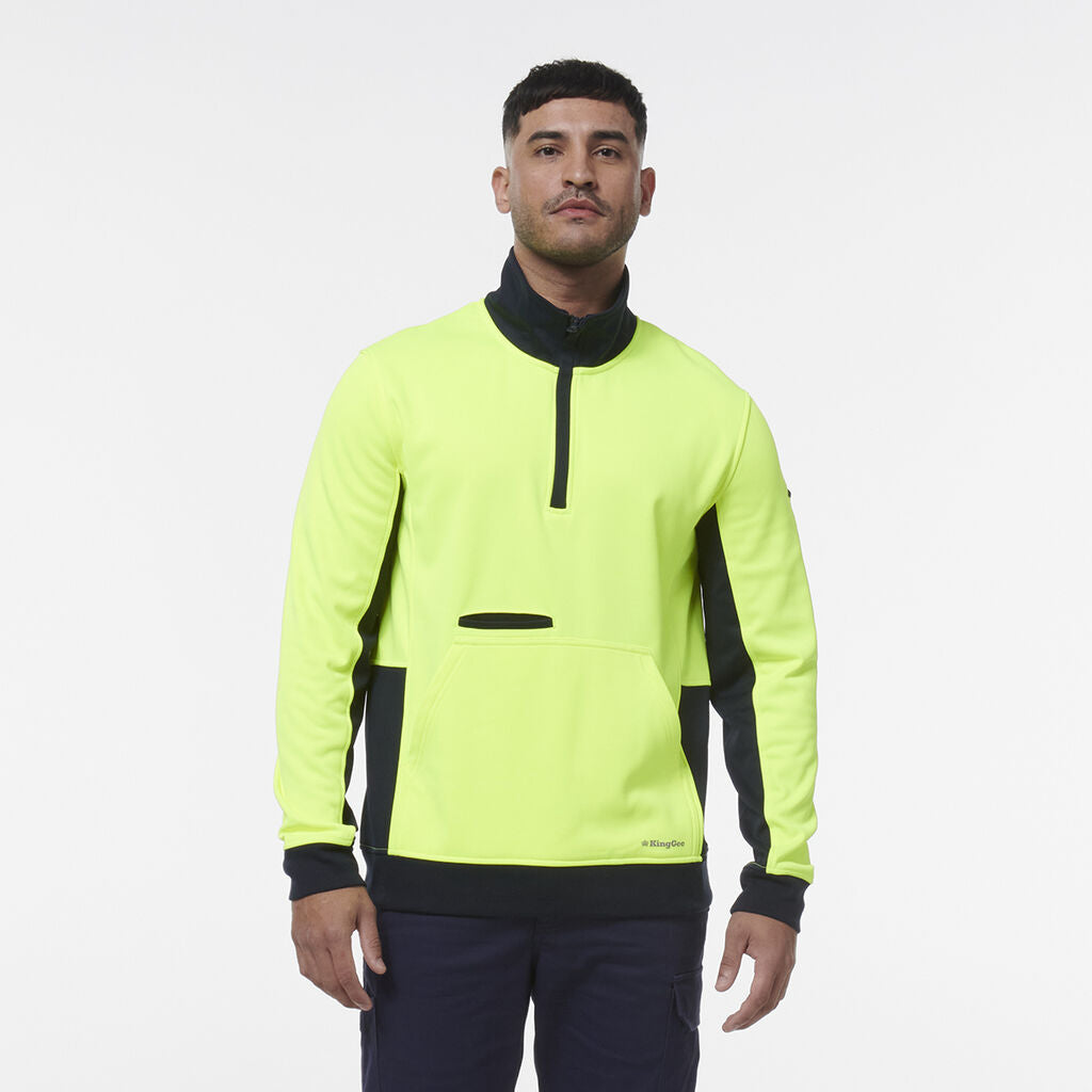 King Gee Hi Vis Spliced 1/4 Zip Fleece (K55047)