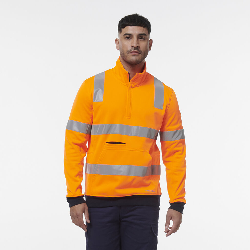 King Gee Hi Vis Reflective 1/4 Zip Fleece X Back (K55057)