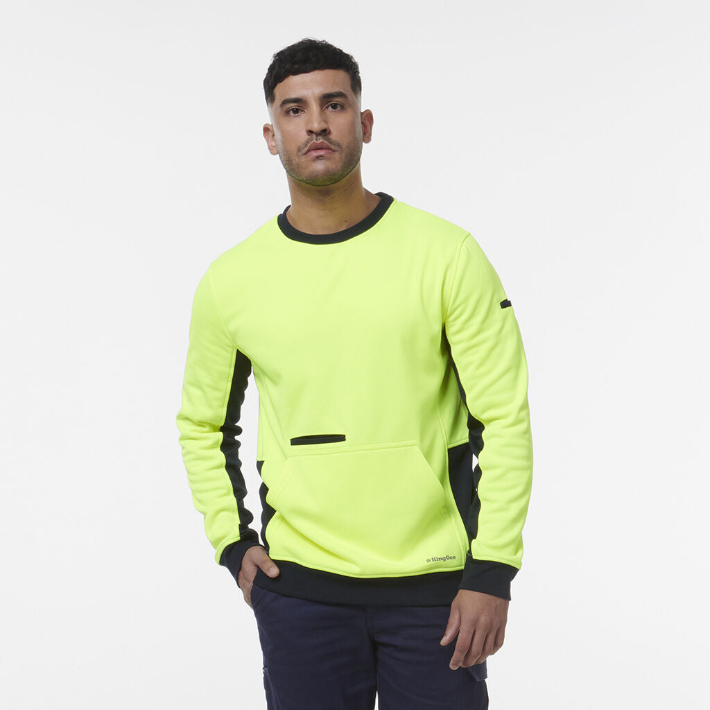 King Gee Hi Vis Spliced Crew Neck Fleece (K55062)