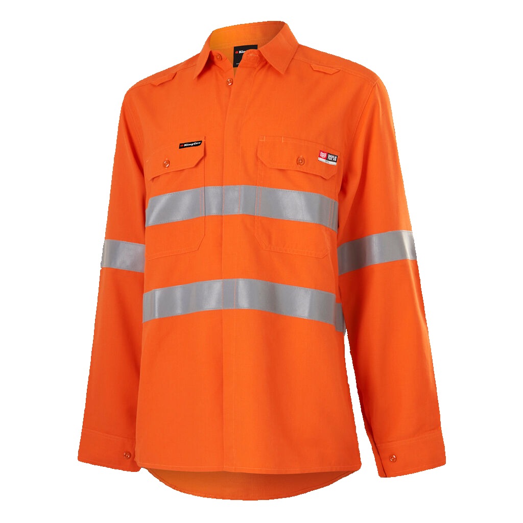 King Gee Women's Shieldtec Lenzing FR Hi-Vis Open Front Taped Shirt (K84003)