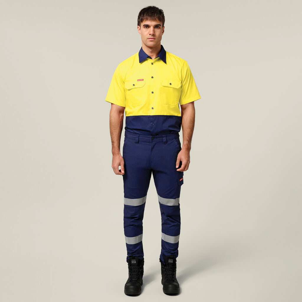 Hard Yakka Core Hi-Vis Light Weight Vented Short Sleeve Cotton Shirt (Y04620)