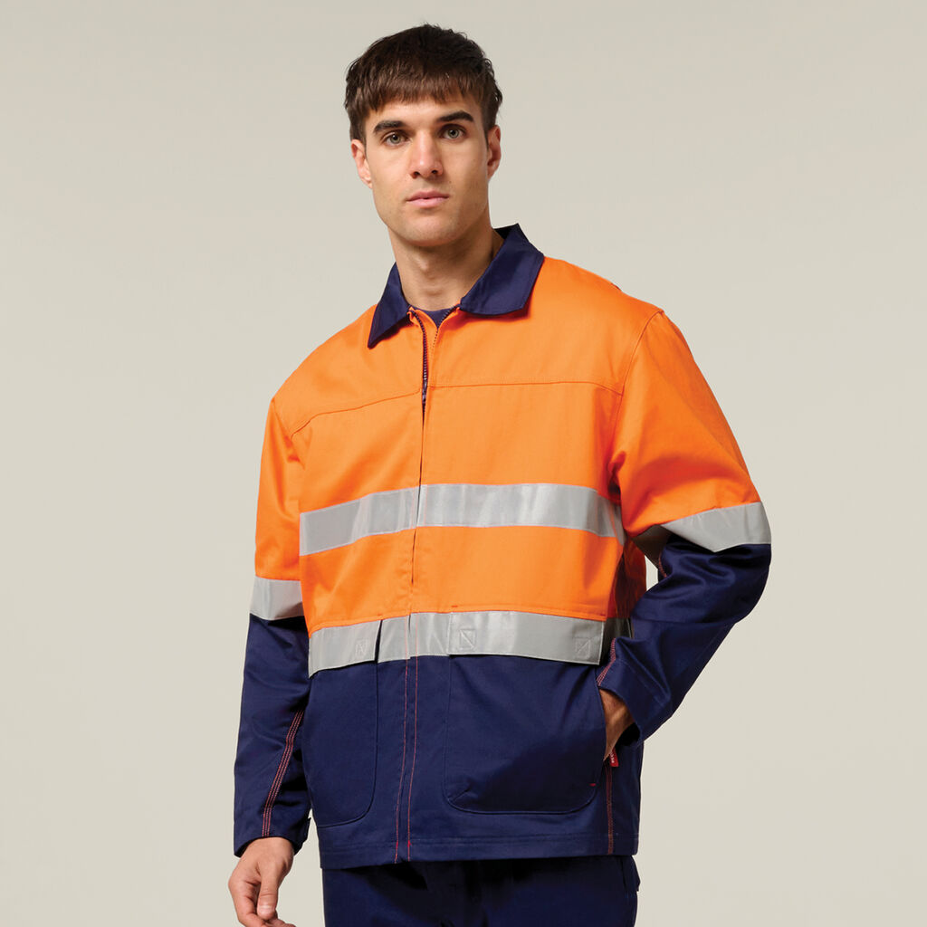 Hard Yakka Core Hi-vis 2 Tone Cotton Drill Taped Jacket (Y06545)