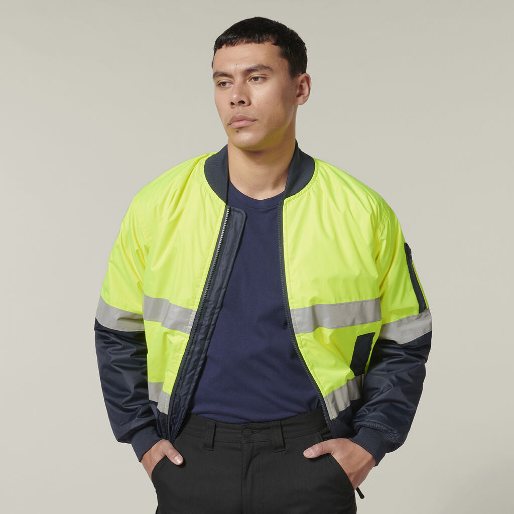 Hard Yakka Hi-Visibility 2Tone Bomber Jacket With Hoop Tape (Y06675)