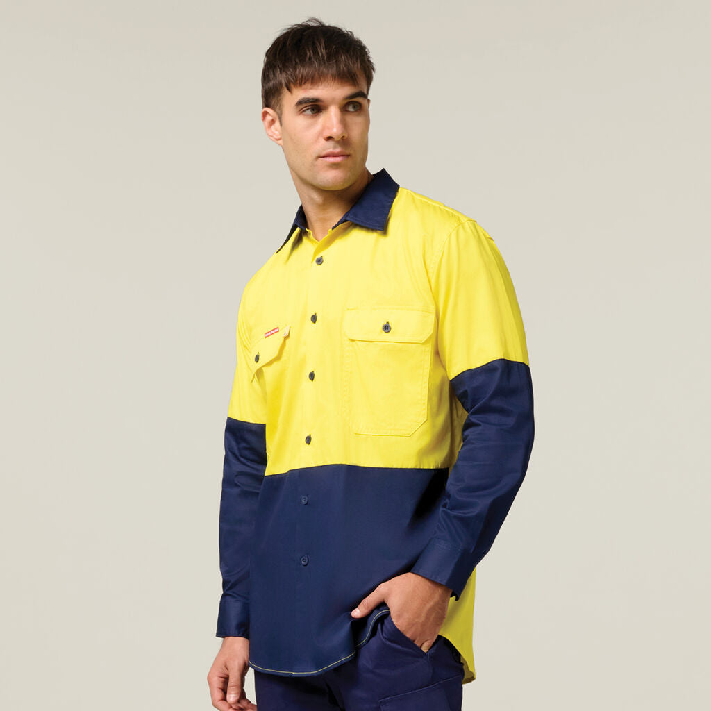 Hard Yakka Core Hi-Vis 2 Tone Vented Long Sleeve Shirt (Y07558)