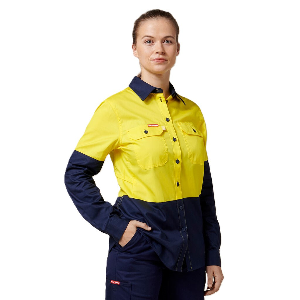 Hard Yakka Women's Core 2 Tone Hi-Vis Vented Long Sleeve Shirt (Y08225)