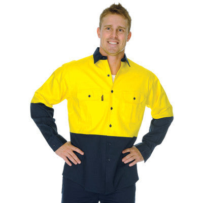 DNC Hi Vis 2 Tone Cotton Drill L/S Vented Shirt (3981) – Workwear