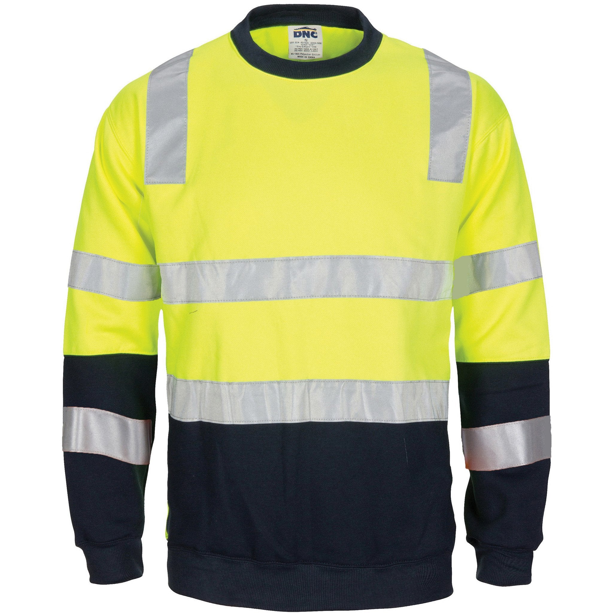 DNC Hi Vis 2 Tone Crew Neck Fleecy Sweat Shirt With Shoulders