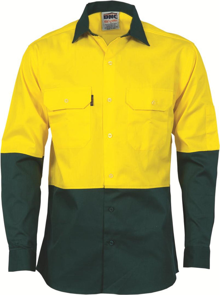 DNC HiVis Two Tone Cool-Breeze Cotton Shirt, Long Sleeve (3840)