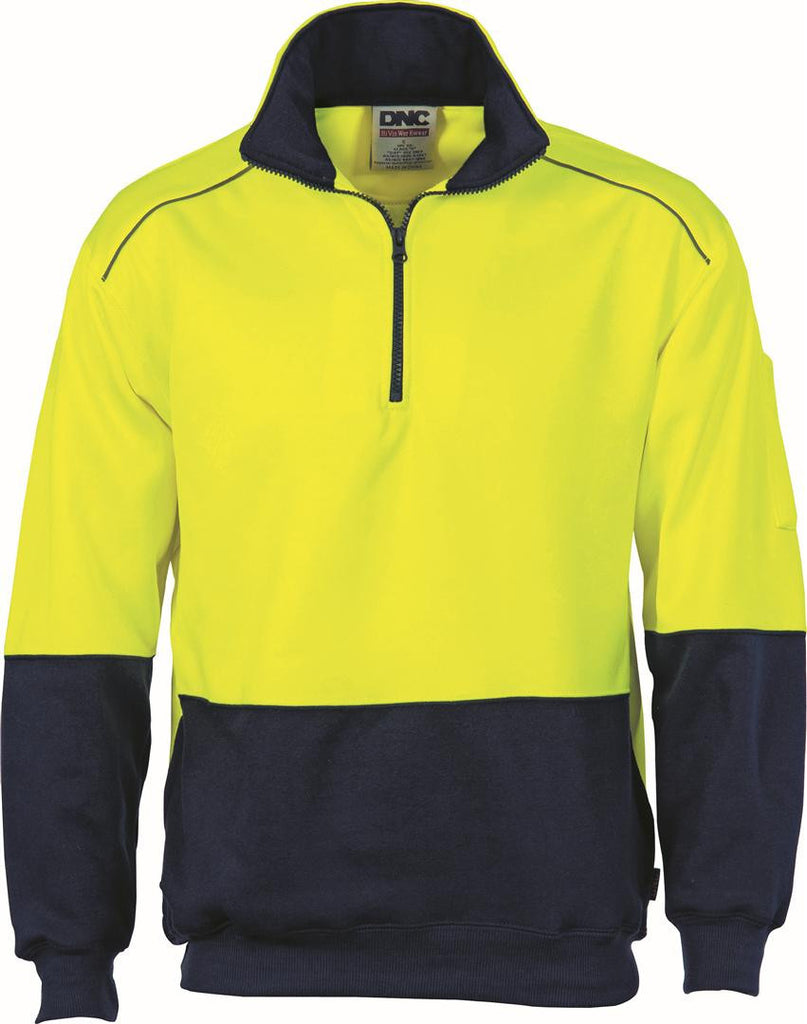 DNC HiVis Two Tone 1/2 Zip Reflective Piping Sweat Shirt (3928)