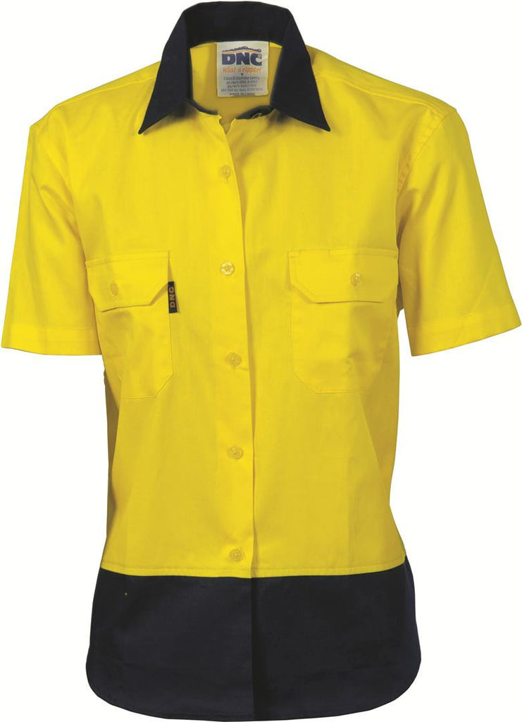 DNC Ladies HiVis Two Tone Cotton S/S Drill Shirt (3931)