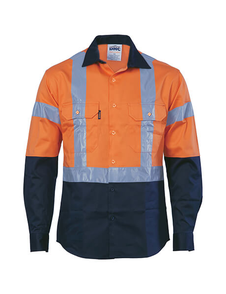 DNC Hi Vis D/N 2 Tone Drill Shirt With H Pattern Reflective Tape