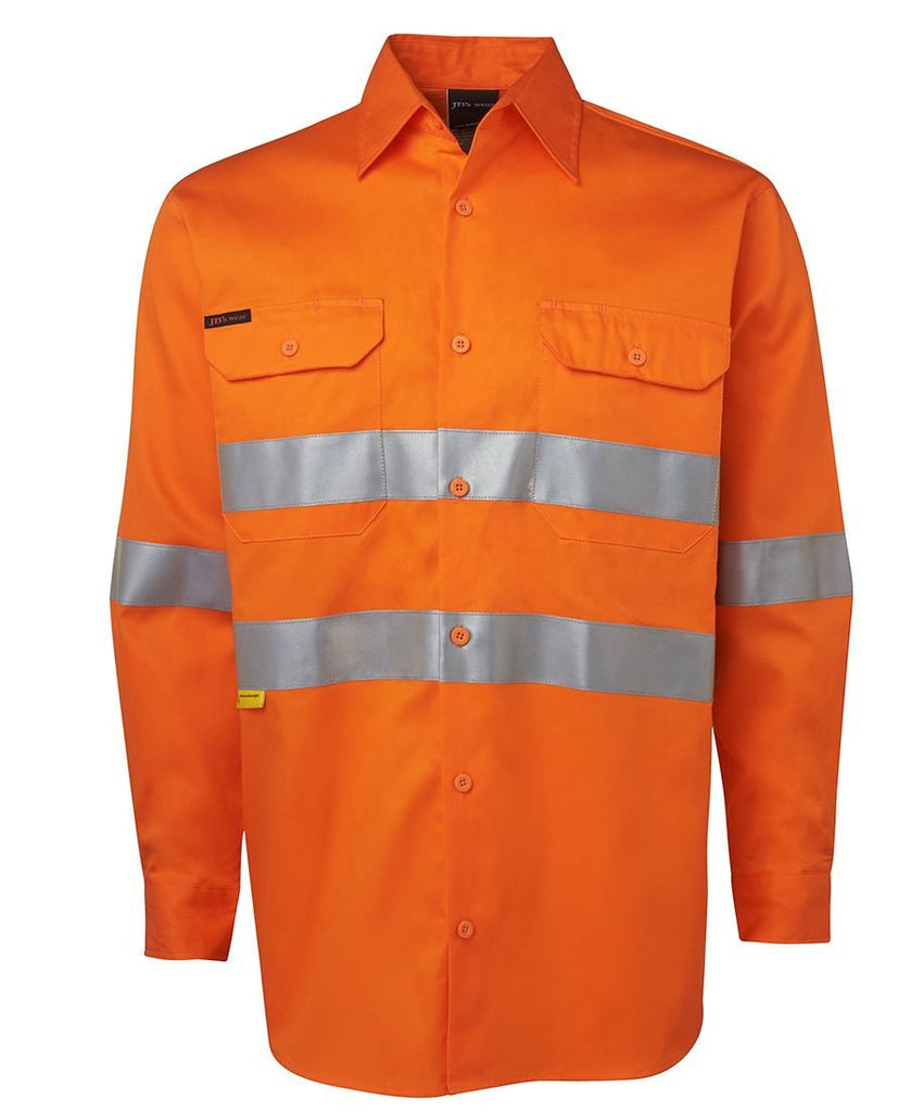 Jb's Hi Vis Long Sleeve (D+N) 150g Work Shirt - Adults (6DNWL)