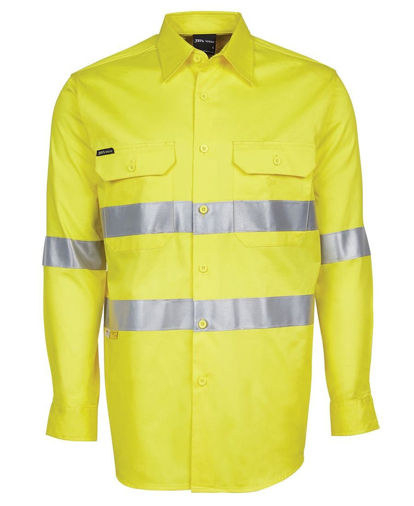 Jb's Hi Vis Long Sleeve (D+N) 150g Work Shirt - Adults (6DNWL)