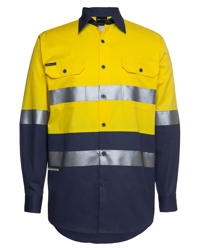 Jb's Hi Vis Long Sleeve (D+N) 150g Work Shirt - Adults (6DNWL)