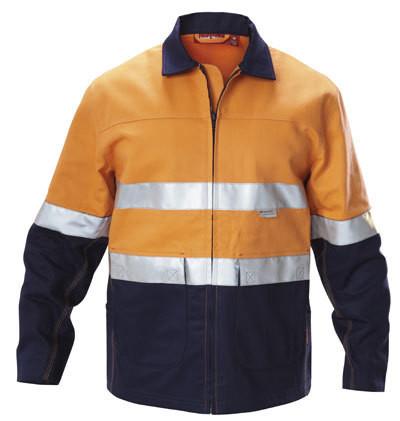 Hard Yakka Hi-visibility Two Tone Cotton Drill Work Jacket With 3m Tape  (Y06545)