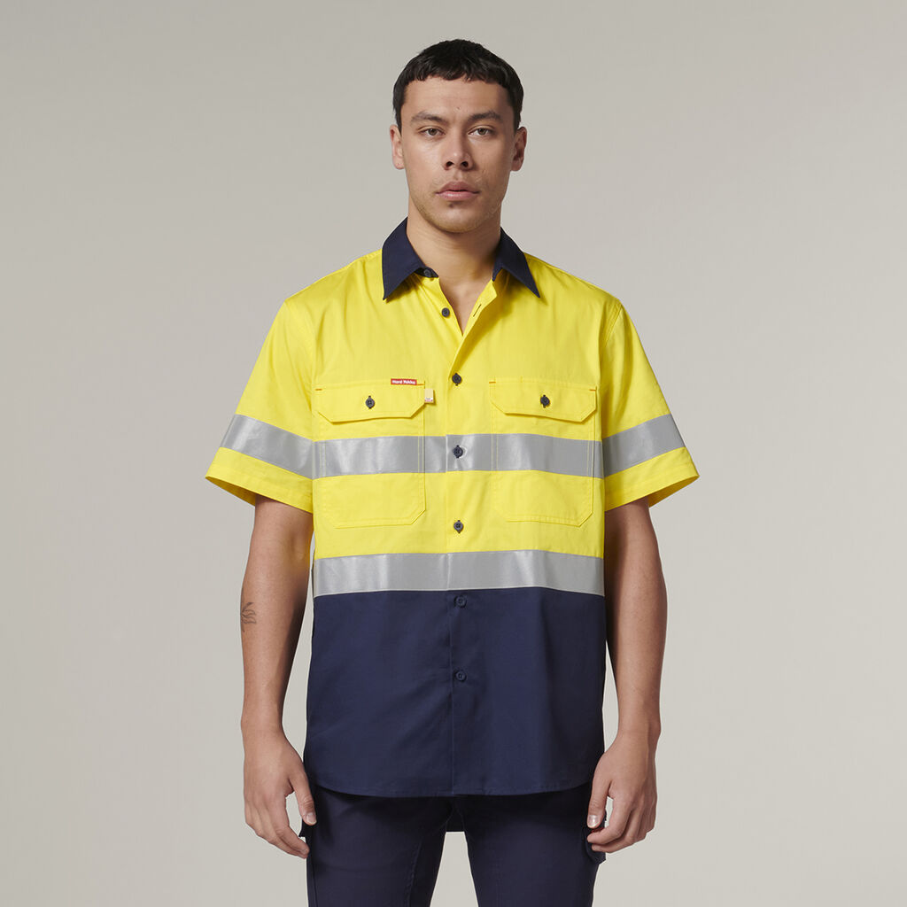 Hard Yakka Short Sleeve Hi Vis 2 Tone Taped Vented Shirt (Y07754)